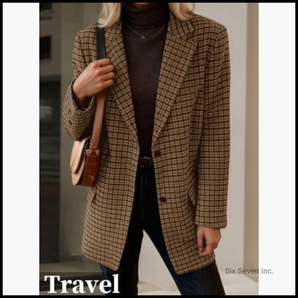 Wool Blend Blazer with Notched Lapel Collar and Functional Pockets - Picture 4 of 7